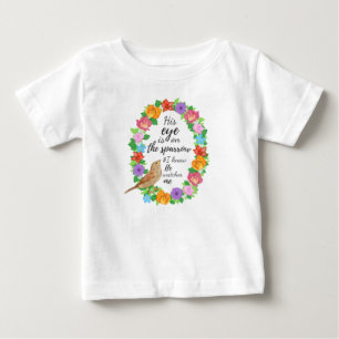 Camiseta O Olho dele está no Topo do Bebê Cristão Espargo