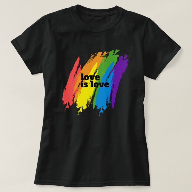 Camiseta O Orgulho do Amor É O Amor LGBT Rainbow (Frente do Design)