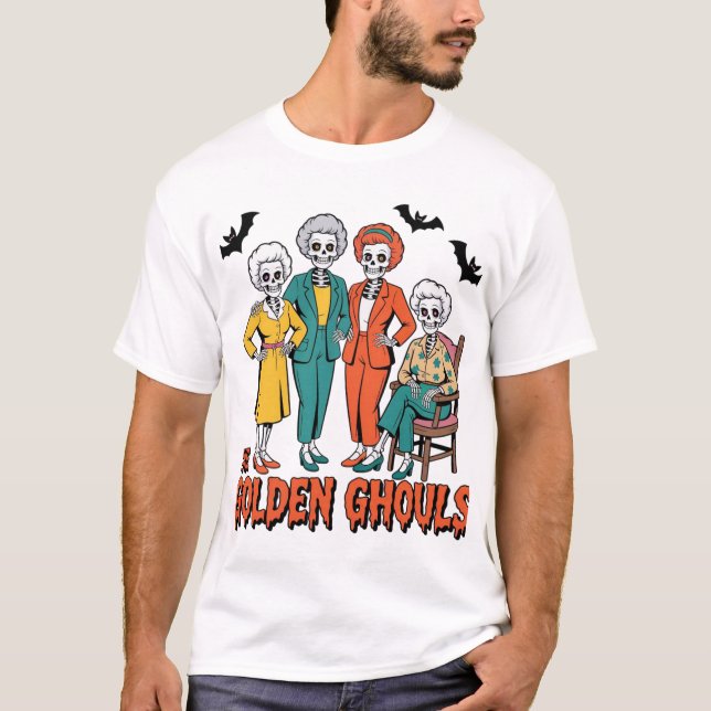 Camiseta O Ouro Ghouls Girls - Parody Dia de as Bruxas engr (Frente)