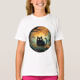 Camiseta O outono deixa aconchegante cair o gato preto na m