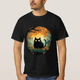 Camiseta O outono deixa aconchegante cair o gato preto na m