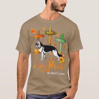 Camiseta O Outono Do Cão Cai Por Jesus Ele Nunca Deixa O Al
