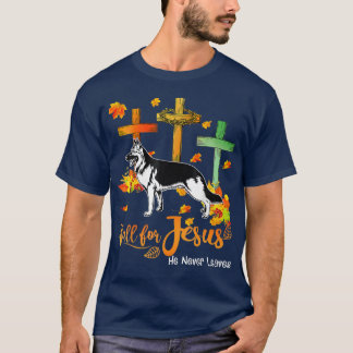 Camiseta O Outono Do Cão Cai Por Jesus Ele Nunca Deixa O Al