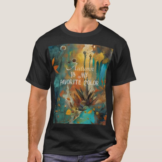 Camiseta O Outono É O Meu Abstrato Dourado Cor-De-Ferrugem- (Frente)