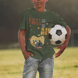 Camiseta O Outono Está No Ar Com Guaxinim Balançando