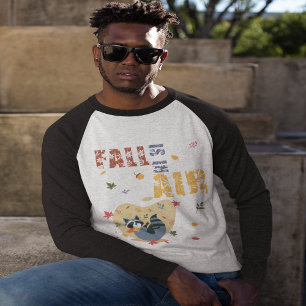 Camiseta O Outono Está no Ar Guaxinim Outono