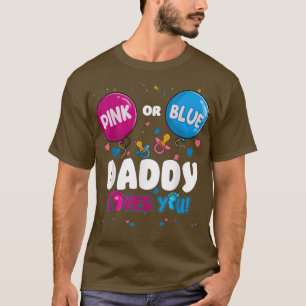Camiseta O Pai cor-de-rosa ou azul do balão ama a sua revel
