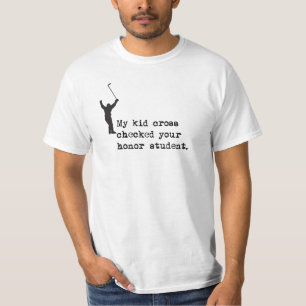 Camiseta o pai do hóquei 'minha cruz do miúdo verificou o