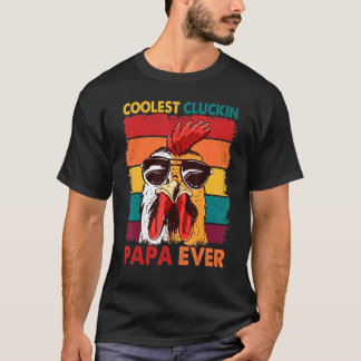 Camiseta O Papai Cluckin Mais Legal de Todos Retro Galo Pap