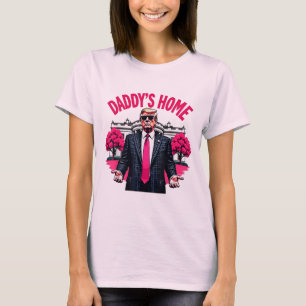 Camiseta O Papai Está em Casa Trump Rosa 2024 Presidente Tr