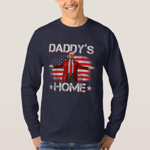 Camiseta O Papai Está em Casa Trump Xmas 2024 Engraçado Tru