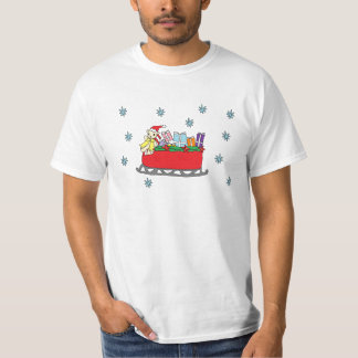 Camiseta O papai noel carrega boas festas