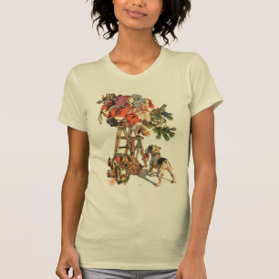 Camiseta O papai noel levanta uma escada
