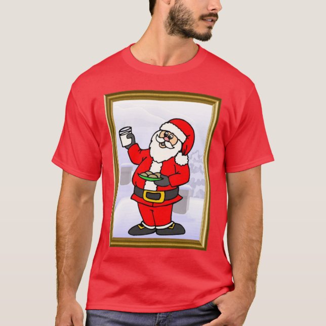 Camiseta O papai noel obtem alguns biscoitos (Frente)
