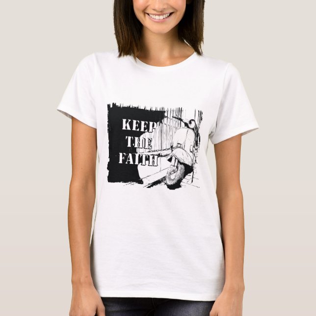 Camiseta O patinete mantem a fé (Frente)
