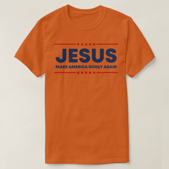 Camiseta O Patriota Americano Jesus Torna a América Mal, Ma (Frente do Design)