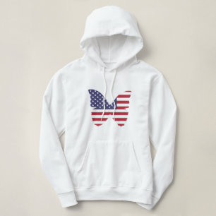 Camiseta O Patriótico Hoodie-Butterfly, de uso feminino