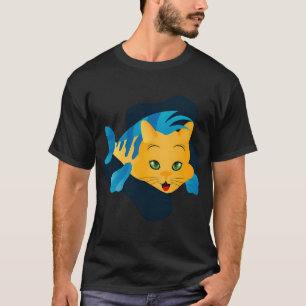 Camiseta O peixe amarelo que acompanha a sereia, gato