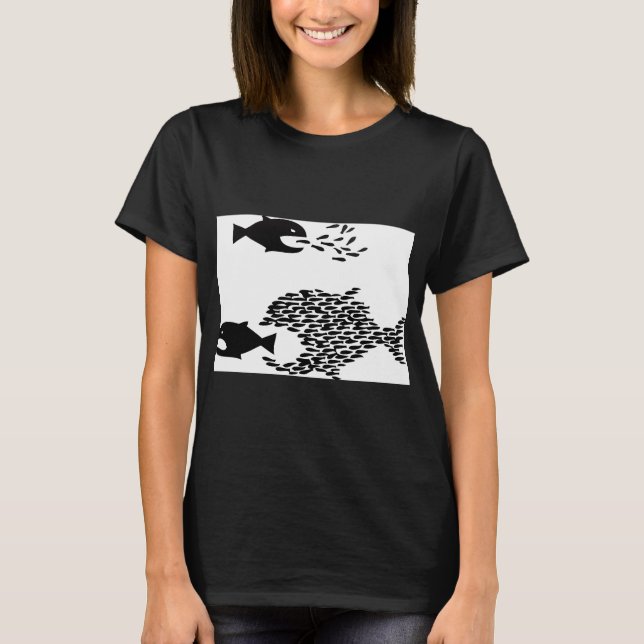Camiseta O peixe grande come o pequeno (Frente)