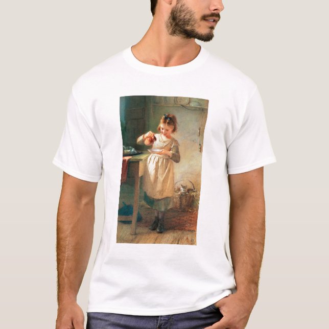 Camiseta O pequeno almoço do gatinho (Frente)