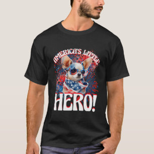Camiseta O Pequeno Herói Da América Chihuahua Orgulhoso Chi