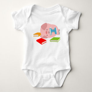 Camiseta O Pequeno Livro (Porco de Cartoon) Bebê Bodyfato