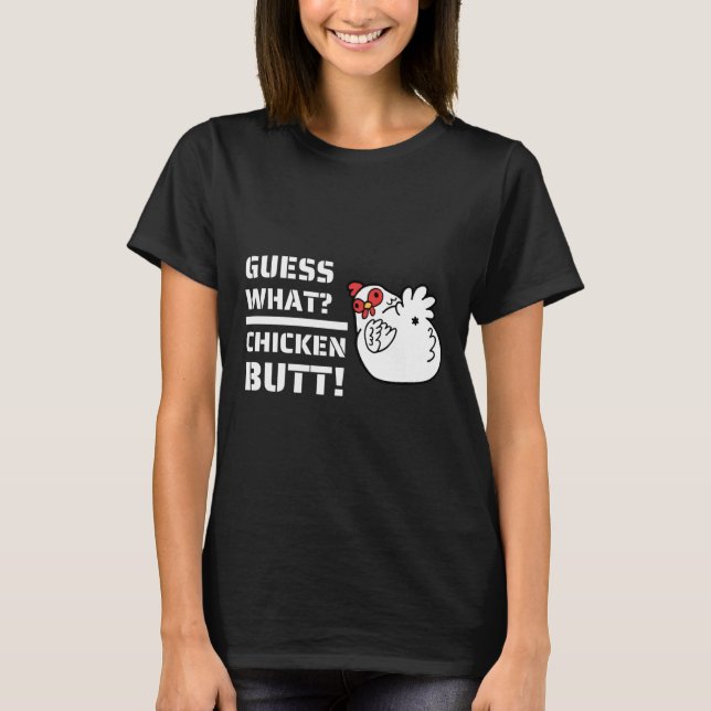 Camiseta O Piadas adivinha qual Bumbum de frango!Com C (Frente)