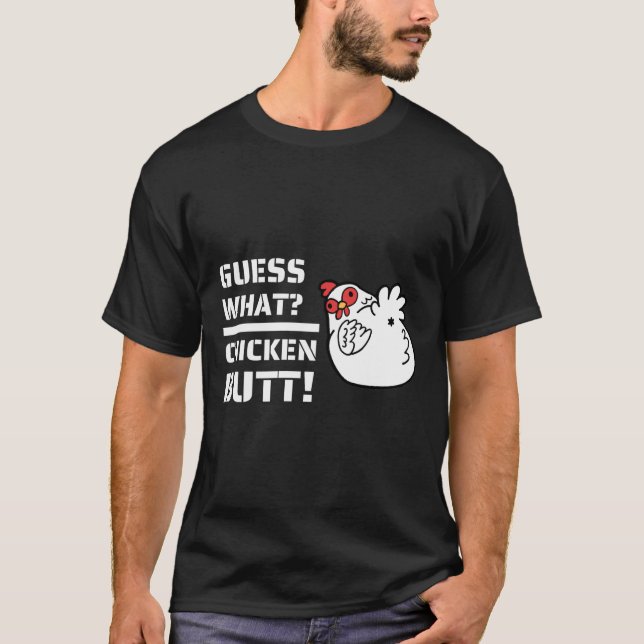 Camiseta O Piadas adivinha qual Bumbum de frango!Com C (Frente)