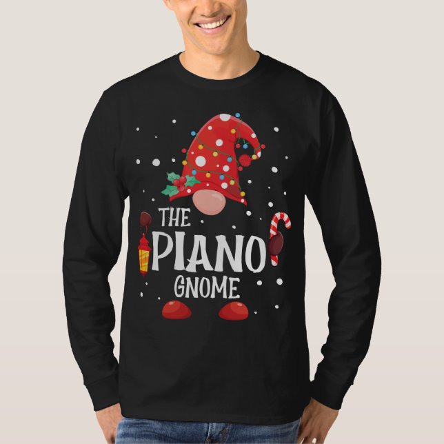 Camiseta O Piano Gnomo Matching Family Christmas Gnomo Pa (Frente)