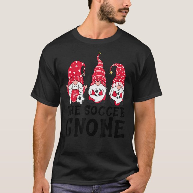 Camiseta O pijama de Natal da Família de Gnomo de Futebol (Frente)