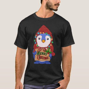 Camiseta O pinguim bonitinho deseja natal alegre