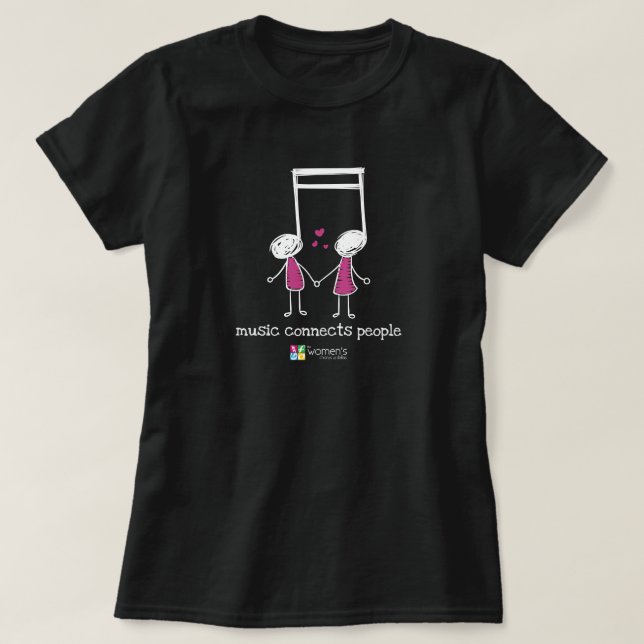 Camiseta O Pink & White Music conecta o Pessoas (Frente do Design)