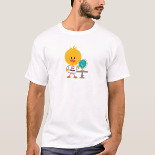 Camiseta O pintinho da geografia caçoa o T do pescoço de
