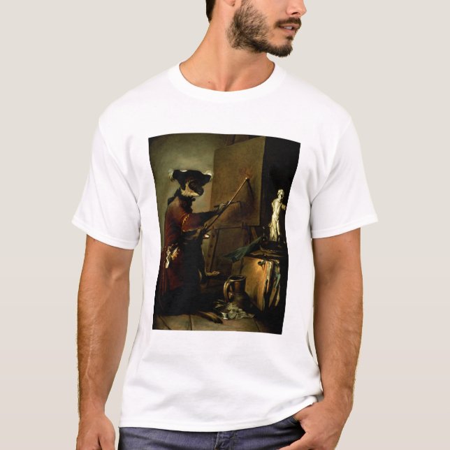 Camiseta O pintor do macaco, 1740 (óleo em canvas) (Frente)
