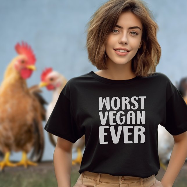 Camiseta O pior ativismo vegetariano de sempre, preto e bra (Criador carregado)