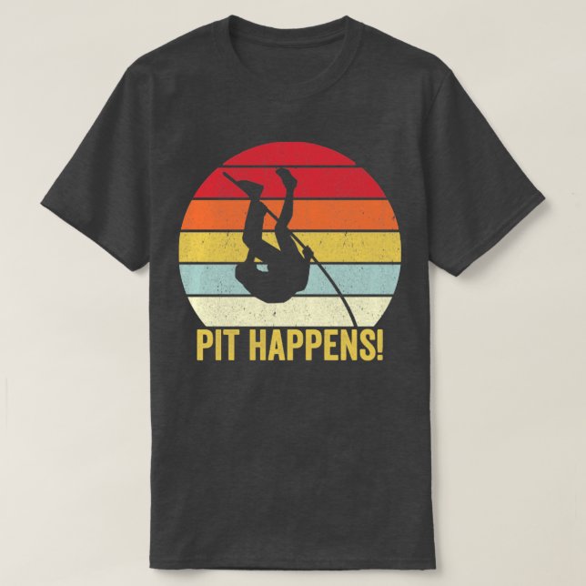 Camiseta O PIT Funny Pole Vault Varia Acontece Na Retro (Frente do Design)