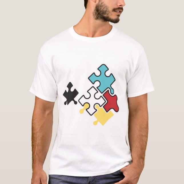 Camiseta O poder das cores em quebra-cabeça (Frente)