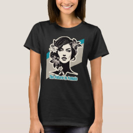 Camiseta O Poder das Mulheres. Cinza e azul