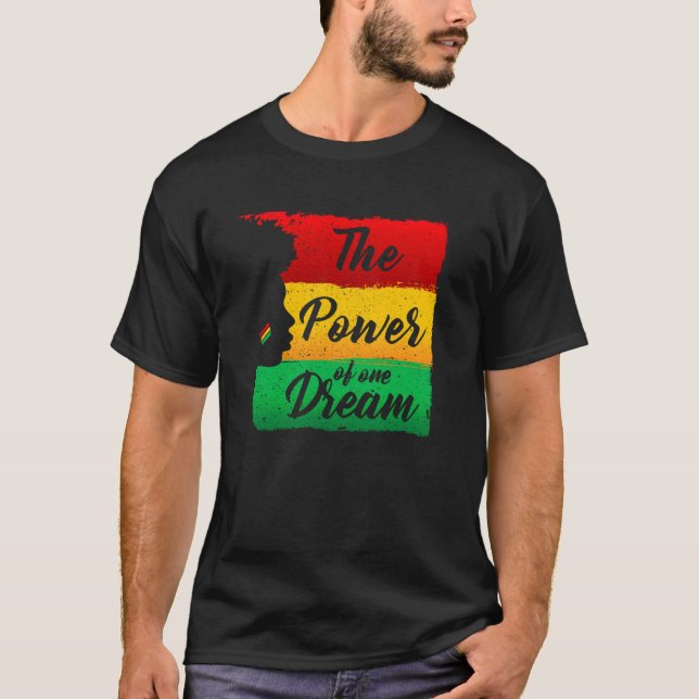 Camiseta O poder de um sonho negro História Dourada Mês ver (Frente)