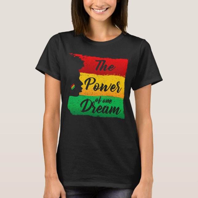 Camiseta O poder de um sonho negro História Dourada Mês ver (Frente)