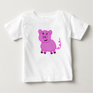 Camiseta O Porquinho Rosa de Cauda Longa Fofinho