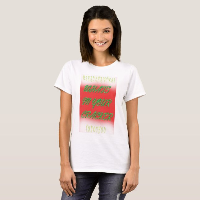 Camiseta O presente de Natal cola branco vermelho com texto (Frente Completa)