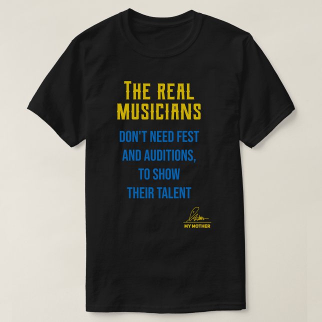 Camiseta O presente engraçado dos verdadeiros músicos (Frente do Design)