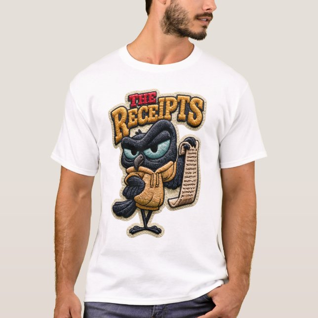 Camiseta O Presente Remendo Bordado de Corvo Engraçado de ' (Frente)