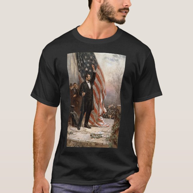 Camiseta O Presidente Abraham Lincoln e a bandeira american (Frente)