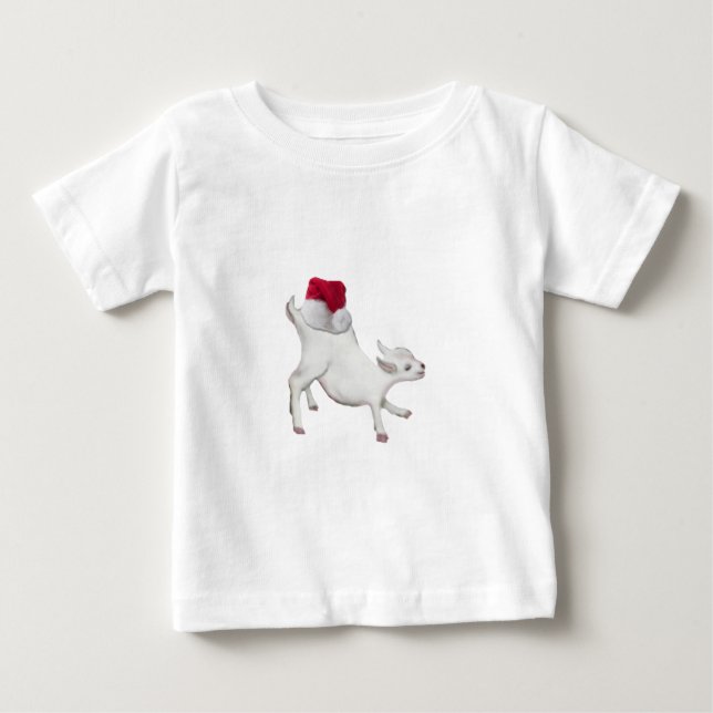 Camiseta O primeiro ano de 2010 do Goat-Christmas-Baby (Frente)