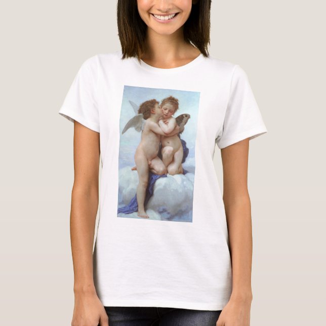 Camiseta O primeiro beijo, amor e psyche, Bouguereau (Frente)