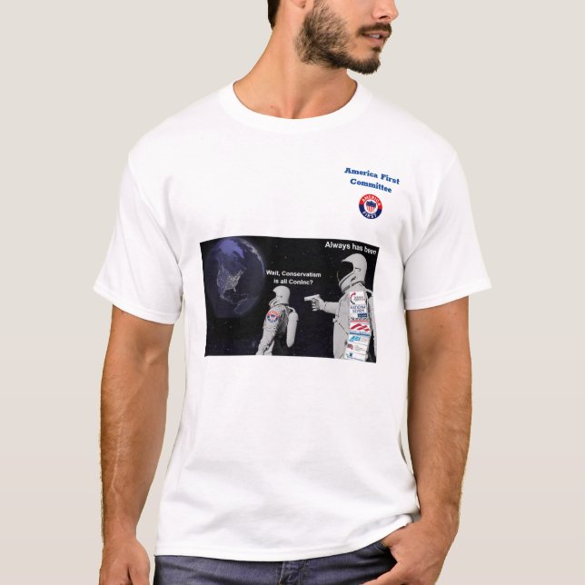 Camiseta O Primeiro Comitê Conservador Americano é Con inc. (Frente)