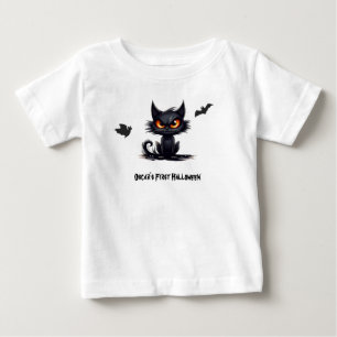 Camiseta O primeiro Halloween do bebê. Olhos amarelos de ga