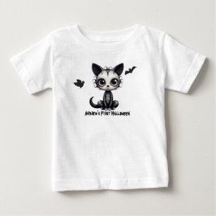 Camiseta O primeiro Halloween do bebê. Olhos grandes. Editá